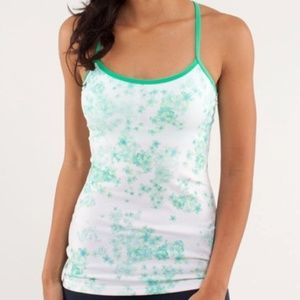Lululemon Power Y Tank green floral built in bra